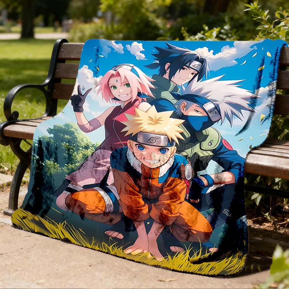 1pc Naruto Team Outdoor Flannel Blanket for Girls Soft, Lightweight Throw Perfect for Camping, and Gifting, Digital