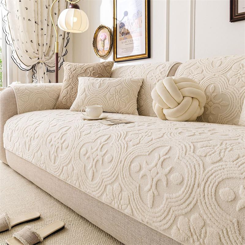 Hochwertiger kuscheliger Sofaschutz für das Familienzimmer Griffig Unifarben Gepolstert Flauschiger Plüsch Sofa-Schutzmatte Einfacher Stil Sofadecke Heim-Couch-Dekor H 90x90cm 1pc