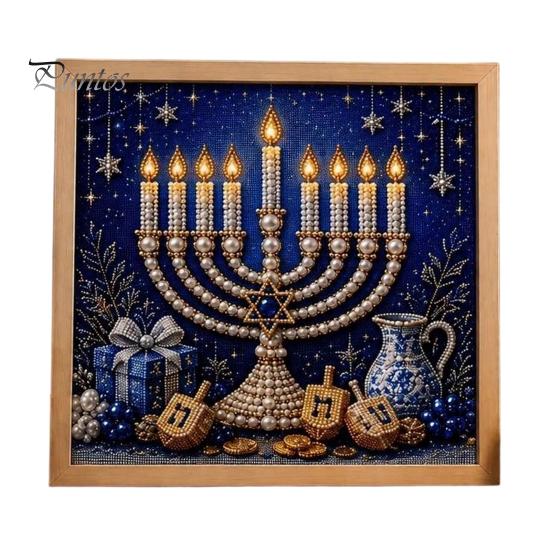 Creative Mindful Activity DIY Hanukkah Pearl Art Kit, 3D Mosaic Bead Craft Set, Hobby Set Ritual Making Kit for Traditional Holiday Home Decor