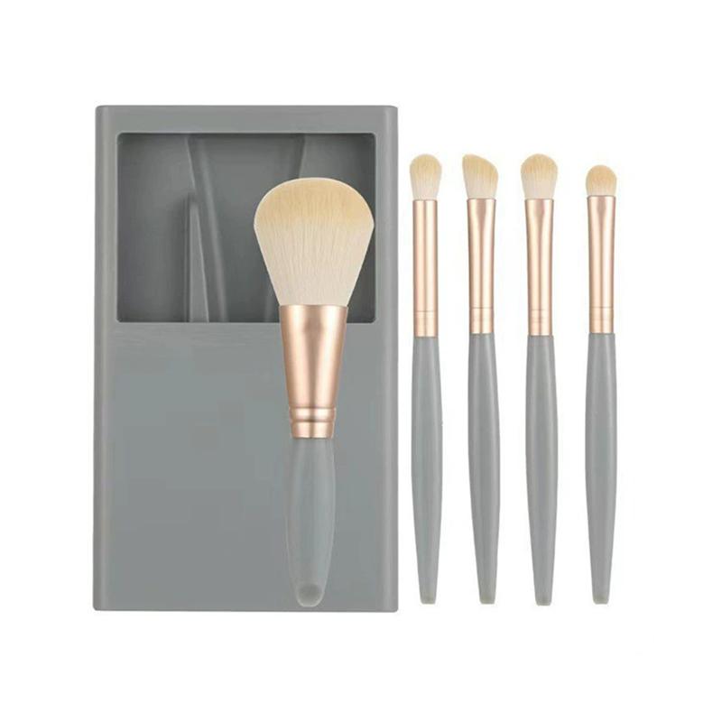 WTEMPO Set di pennelli per trucco eleganti tinta unita con scatola portaoggetti, pennelli morbidi portatili per trucco da viaggio all'aperto