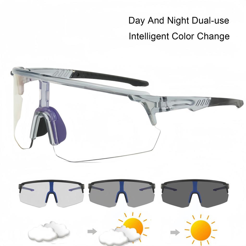 Lunettes de Cyclisme Vélo Lunettes de Protection Coupe-Vent Hommes Femmes Moto Lunettes de Soleil Changement de Couleur Protection UV 1058-1
