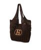Hazzys Women Acc Signature H Logo Patch Dark Brown Rattan Shoulder Bag L Hiba6E794W2