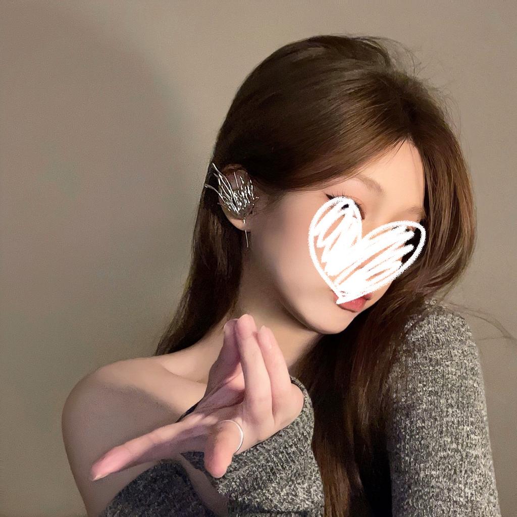 Elf Ears Ears Hanging Women's Ear Bones Clip Sweet Cool Earrings Niche Design High Sense Spice Girl Earrings Cold Wind Earrings Tide
