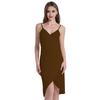 Women Beach Dress Wrap Spaghetti Strap Solid Color Sleeveless Backless Vacation Slip Dress Irregular Hem Slim Fit Midi Dress