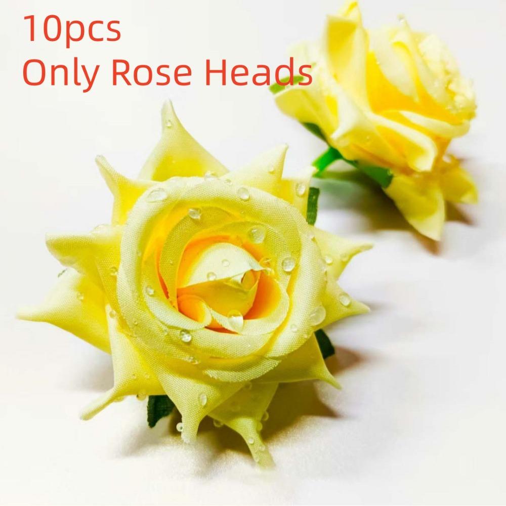 10pcs 3D Dew Drops Artificial Rose DIY Elegant Flower Arrangement  Home Decor