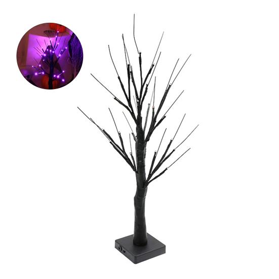 Halloween Decorative Lights Tabletop Artificial Tree Decor Timer Mode Battery Operated Birch Tree Table Centerpiece LED Lamp