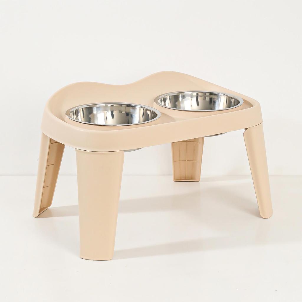 Elevated Double Bowl Pet Feeder: Folding Stainless Steel Water and Food Bowl for Cats and Dogs