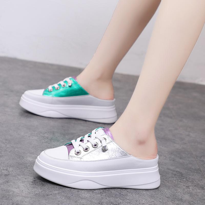 

Летние повседневные женские туфли на толстой подошве повышенной комфортности, новые модные тапочки с цветными блоками и перекрестными ремешками на плоской подошве 35