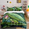 "Frog Lily Pond Art Set" Bedding Set with 1 Duvet Cover 2 Pillowcases Single Double King Queen, Gift