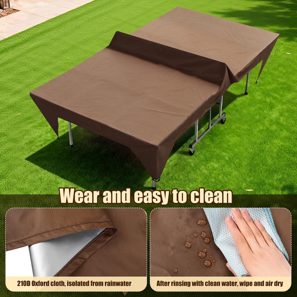 Table Tennis Table Cover 210D Oxford Fabric Waterproof Ping Pong Table Cover Outdoor Terrace Long Tables Cover for 4 Seasons Use