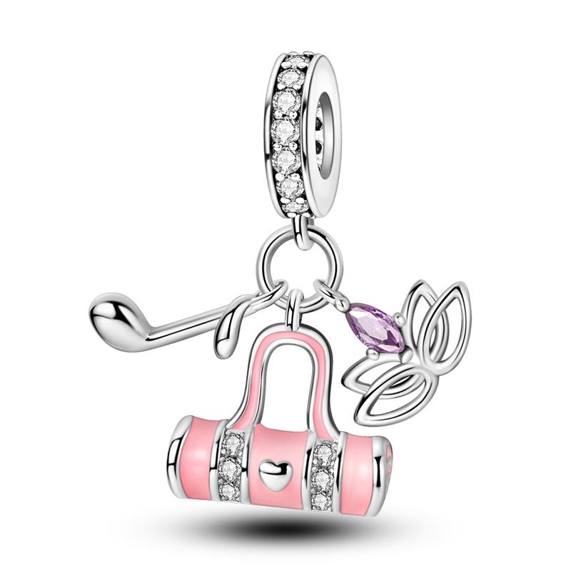 925 Silve Charms Sports Series Basketball Football Badminton Yoga Boxing Charms Bead Pendant Fit Bracelet Jewelry Gift