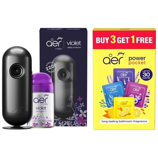 

Godrej aer Power Pocket Bathroom Freshener, набор из 5 штук (50г) + Godrej aer Power Pocket | Освежитель для ванной комнаты, набор из 4 штук (40G)