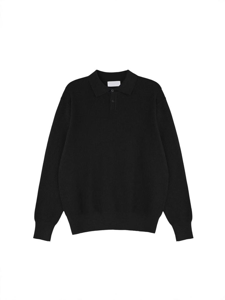 Polo en maille tendance décontracté haut de gamme pour homme à manches longues - Style coréen Printemps/Automne, Pull ample légèrement mature et polyvalent