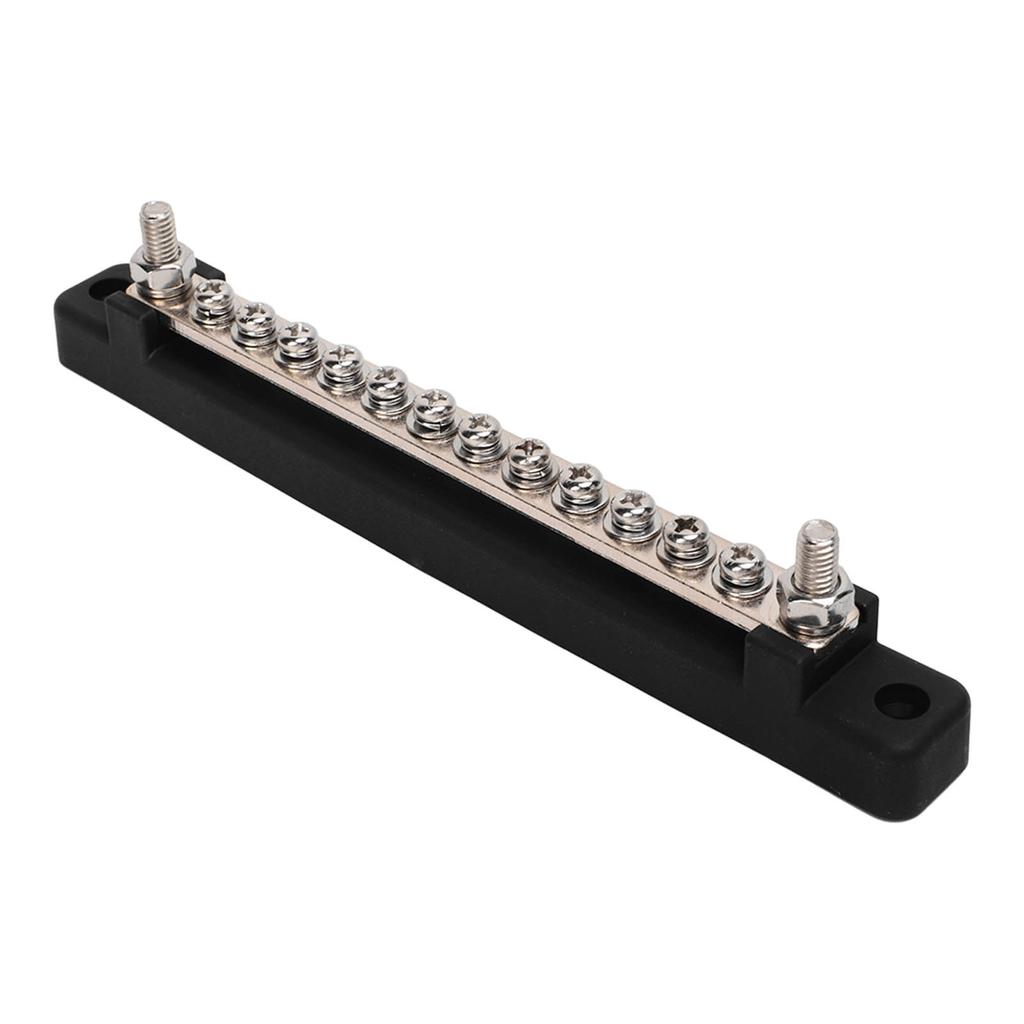 Bloc de Distribution d'Alimentation à 12 Bornes Jeu de Barres omnibus 2xBornes M6 12xVis M4 Boîtier de Borne de Batterie pour Voitures Camping-cars Bateaux Yachts