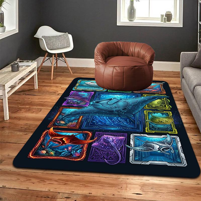 Cybernetic Marine Life Pattern Rug Floor Mat for Living Room or Bedroom Soft and Comfortable Carpet a Gift for Birthday and Holiday.