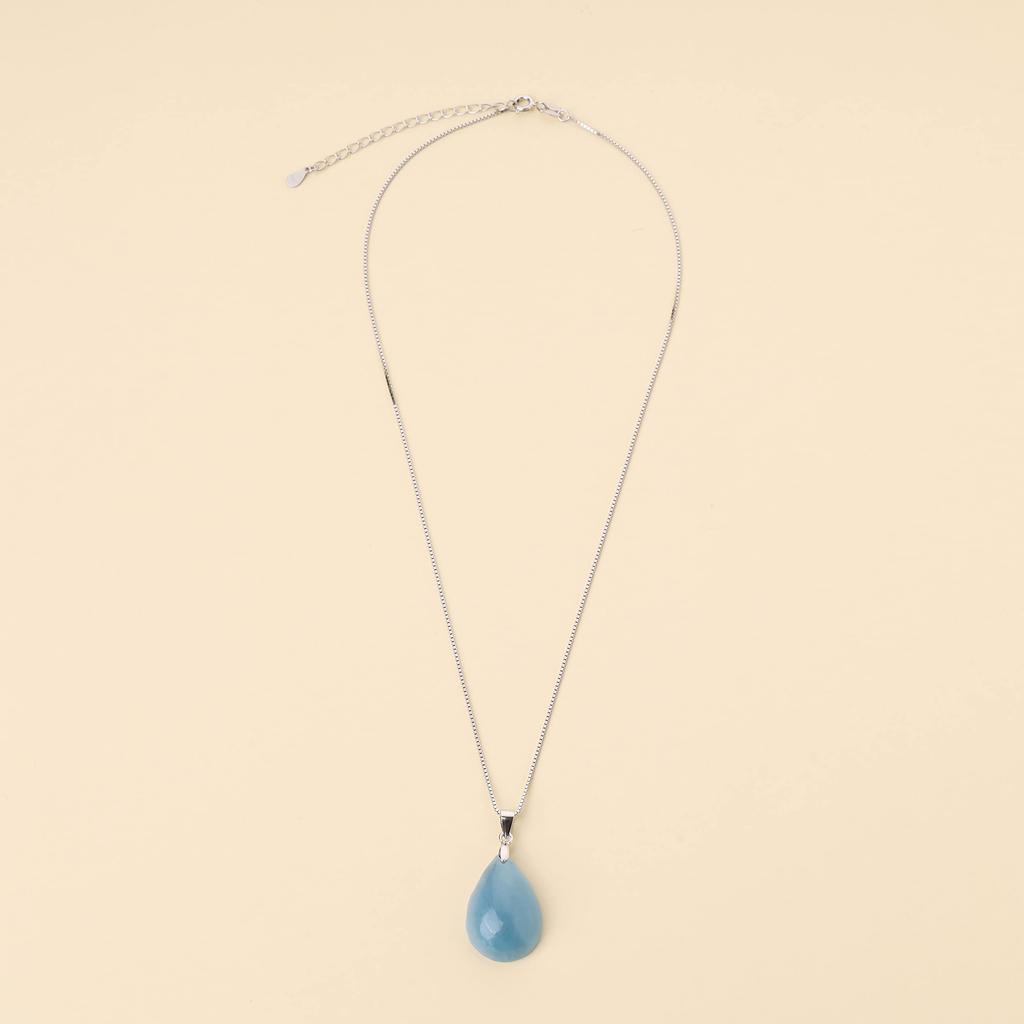 Teardrop Aquamarine Birthstone Amulet Necklace for Women [COAI]