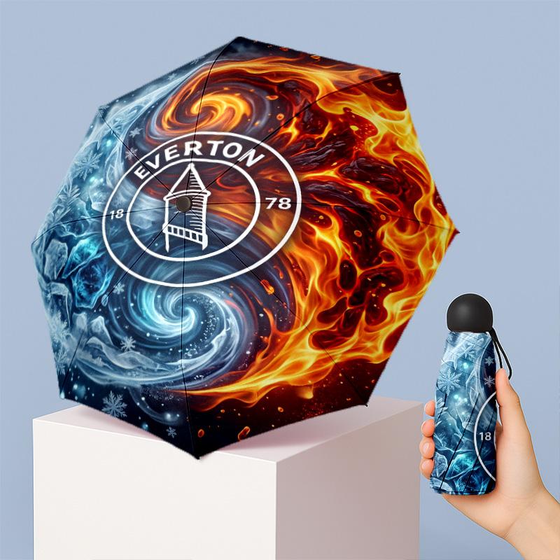 Everton Football Pattern Printed Mini 5 Folds 8 Ribs Compact Umbrella Windproof Waterproof Lightweight Portable Folding