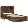 Bed Frame with Storage Space Smoked Oak 75 x 190 cm