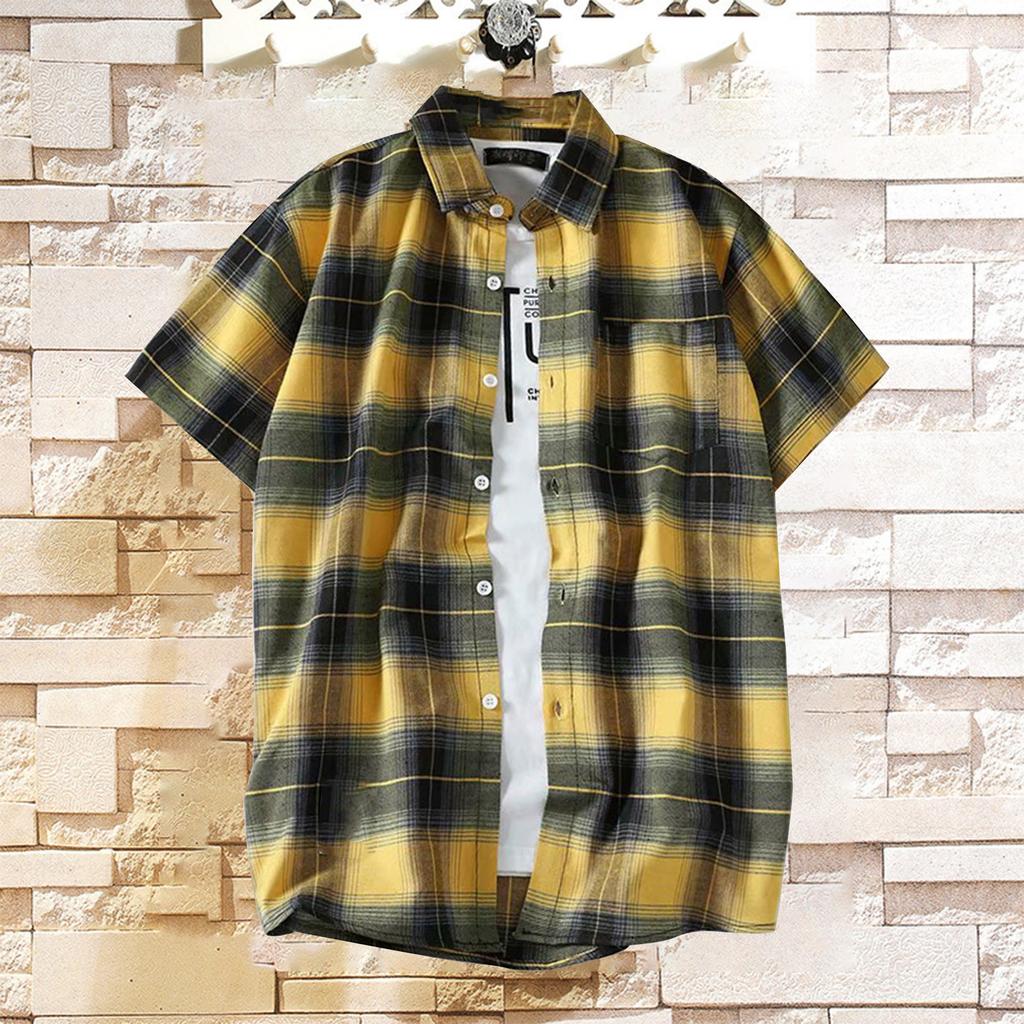 Men's Checked Shirt, Short-sleeved Shirt, Summer Casual Daily Wear