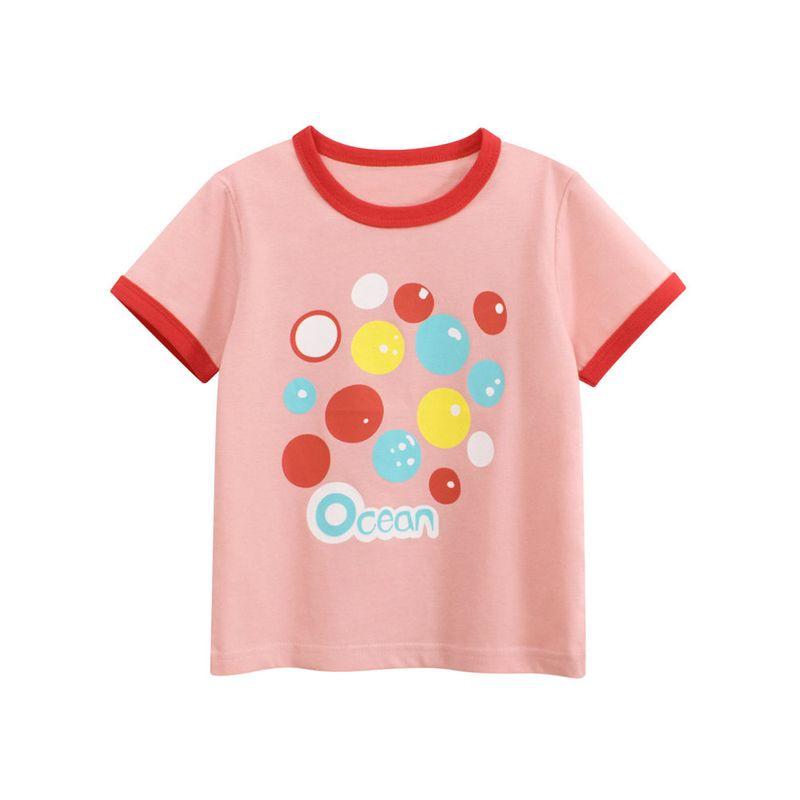 Trendy Children's Clothing 2026 Summer New Product Girls' Pure Cotton Round Neck Short-Sleeved T-Shirt Kidsren's Cartoon Printed Baby Clothes