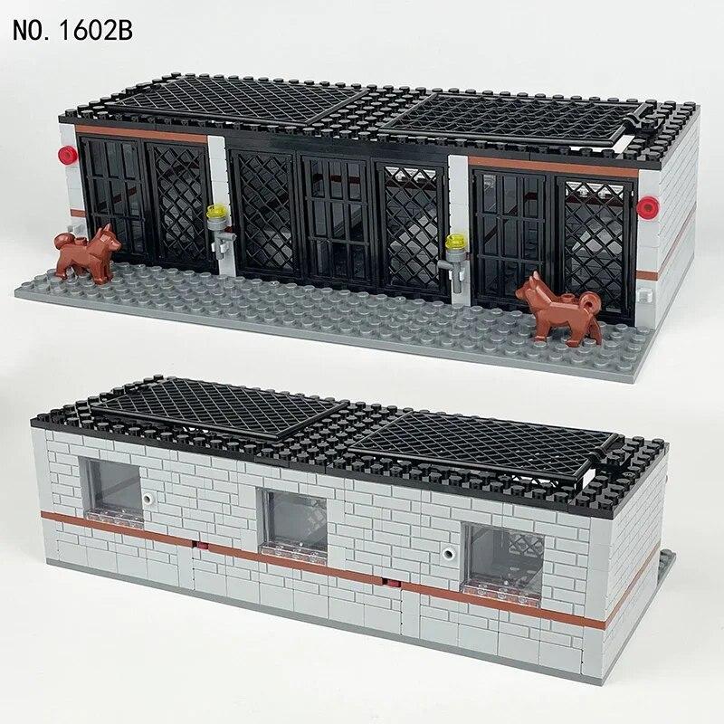267ks Military Moc Series Simulovaná klec Vězení Mini policejní pes Stavebnice Kostky Cihly Hračky Dárky