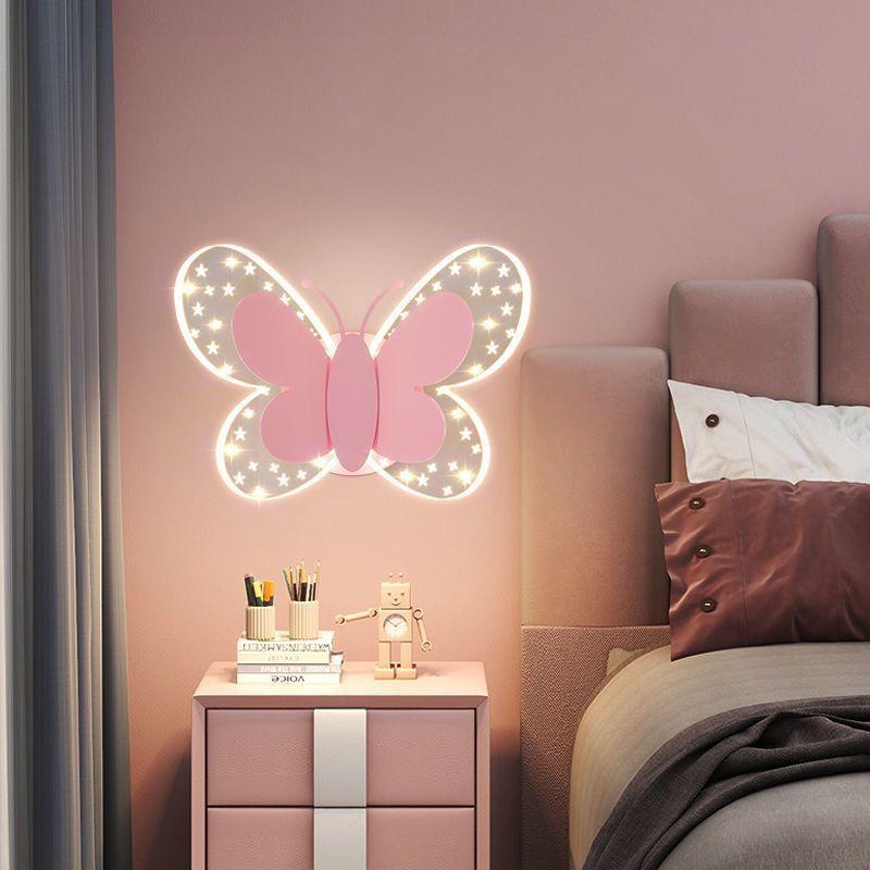 Nordic LED Butterfly Bedside Wall Lamp for Kids - Modern, Creative Bedroom Sconce