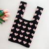New Heart Pattern Knit Handbags Women Handmade Knot Wrist Bag Casual Small Tote Bag Girls Reusable Shopping Bags ARI