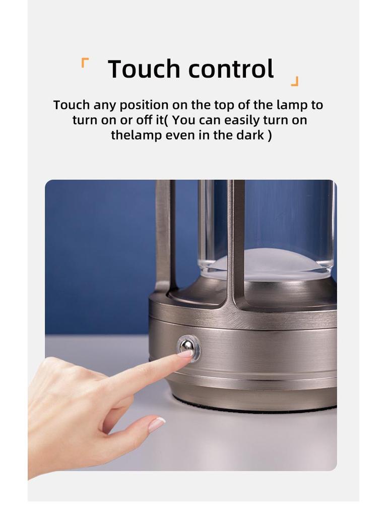 Portable LED Touch Lamp - Metal Stand, Rechargeable, Eye-Protective, Super Bright for Bar, Camping, or Table Use