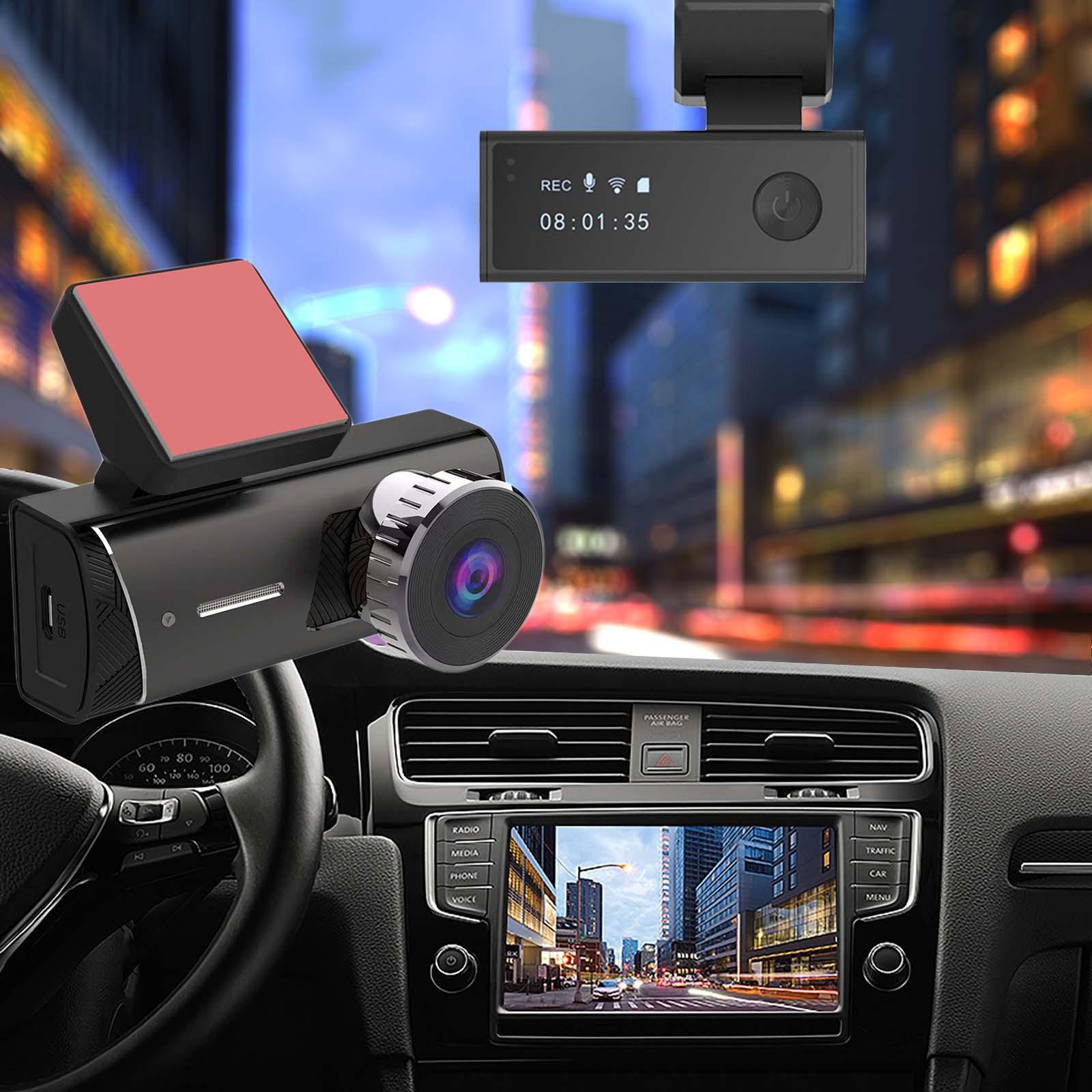 

Реєстратор 1080P FHD DVR Реєстратор водіння автомобіля 3,0-дюймовий IPS екран Камера приладової панелі 170° Широкий кут, G-сенсор, монітор паркування, циклічний запис Free Size чорний