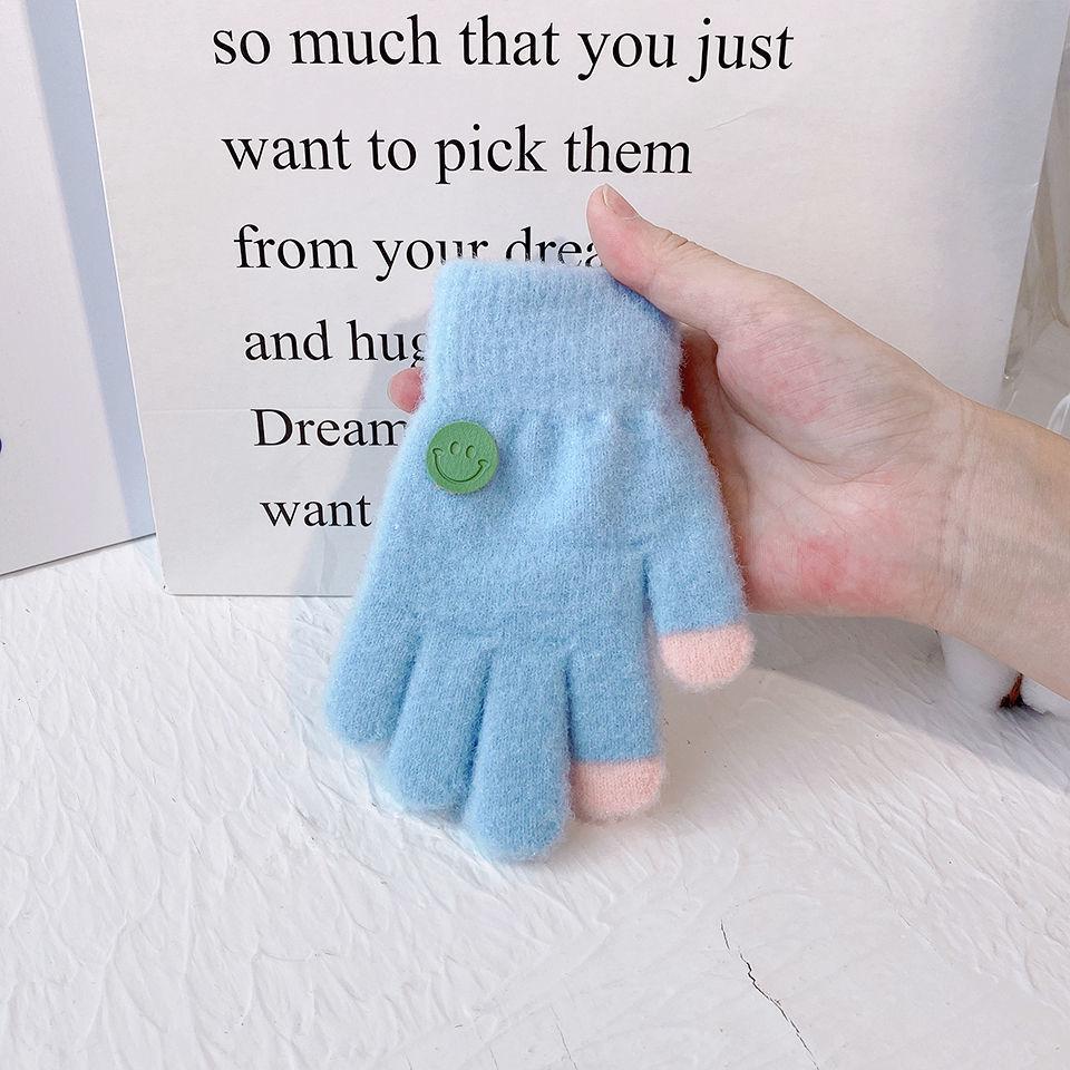 Dětské zimní bezprsté rukavice se smajlíkem – tenký styl pro chlapce a dívky