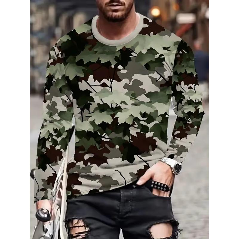 Mens Long Sleeve T-shirt Camouflage Hunting 3D Print Graphic T Shirt Men Fashion Fitness Tops Tees Outdoor Top Camo Clothing New