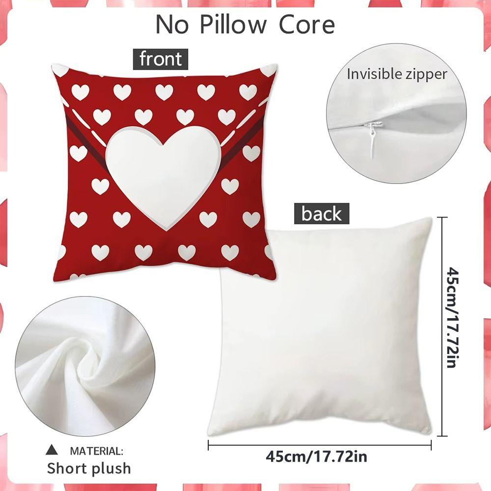 Red Heart Valentine's Day Pillowcase Polyester Simple Envelope Throw Pillow Cover Soft Wedding Pillow Cover For Sofa Decoration
