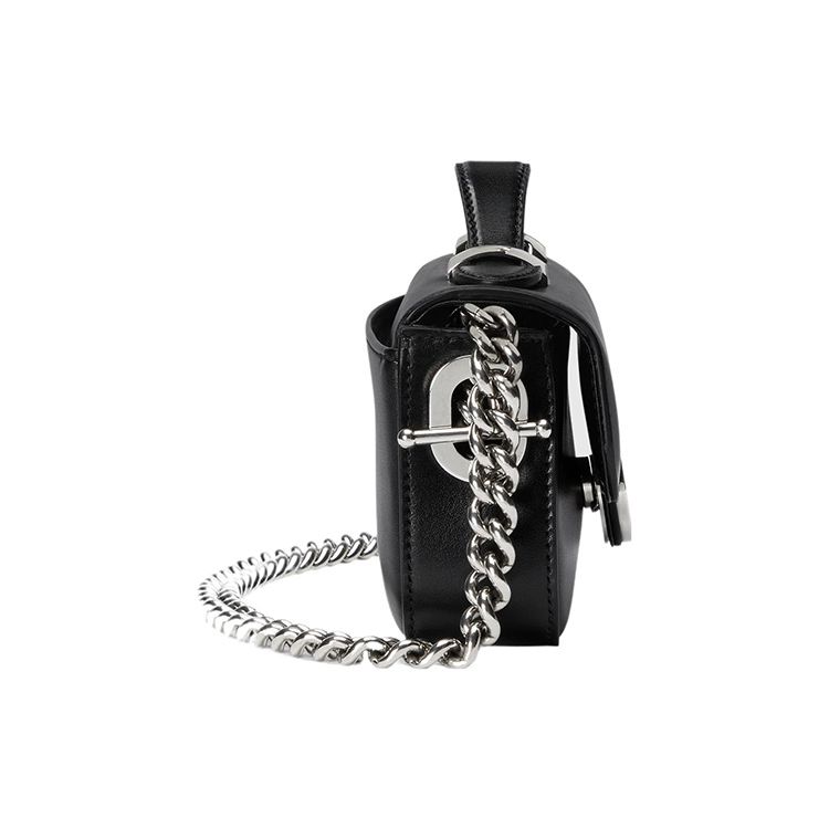 Gucci Petite GG Doppel-G-Logo Abnehmbare Kette Druckverschluss Leder Handtasche Mini Damenhandtasche Schwarz 760194-AABSG-1000