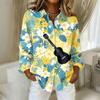 Women's Shirt Hawaii Print Button Up Long Sleeved Casual Regular Shirt With Collar Top