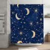 Blue Constellation Shower Curtain Set For Bathroom Decor Moon Stars Pattern, Water-Resistant Fabric Shower Curtains With Rings (