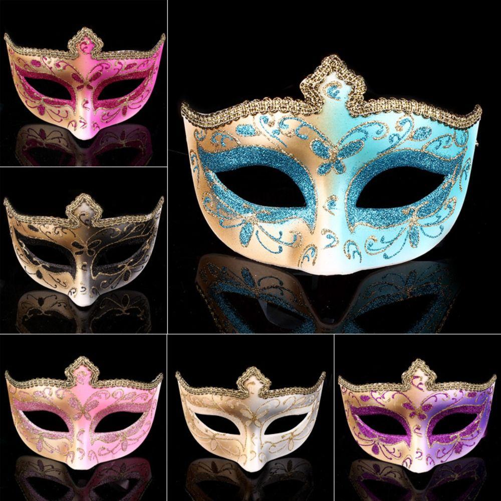 Plastic Glitter Mask Half Face Mask Venice Mask Personality Halloween Masks  Props Mask