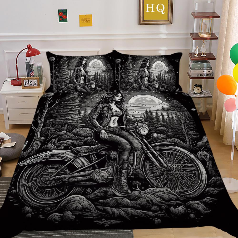 Beauty Skull Printed Bedspreads King Size Microfiber Bed Set Cover Teen Cool Design Comforter Cover Set