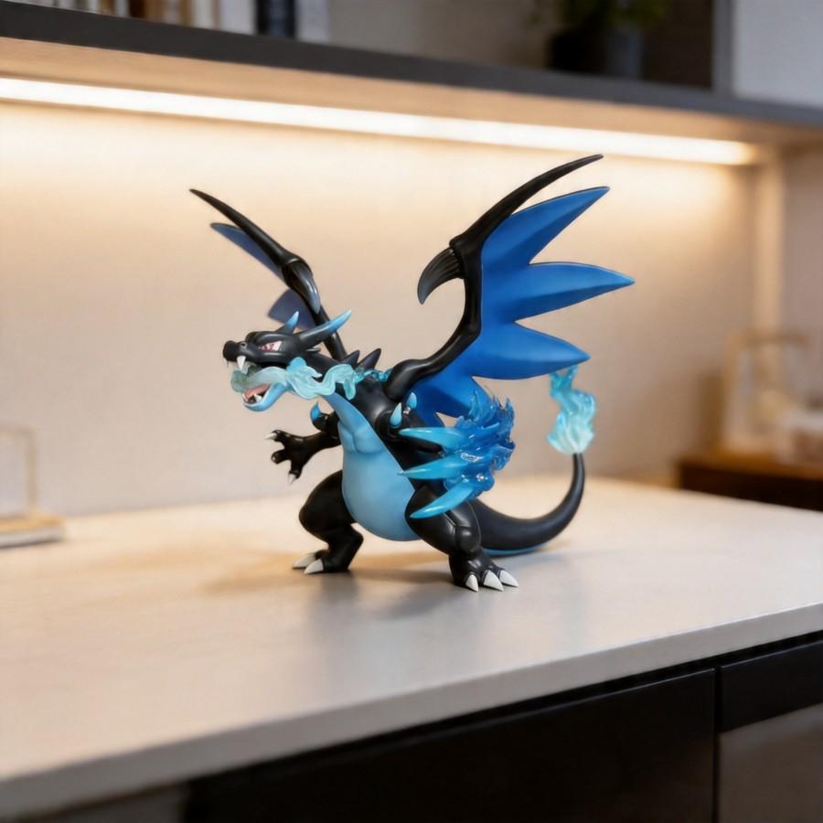 Pokmon Mega Charizard X Figure - Pocket Monster Collectible Model 20cm Anime Assembly Toy Statue