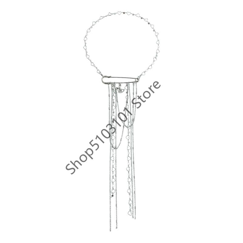 1Pc Love Heart Tassels Pendant Necklace Detachable Brooch Pin For Women Fashion Jewelry