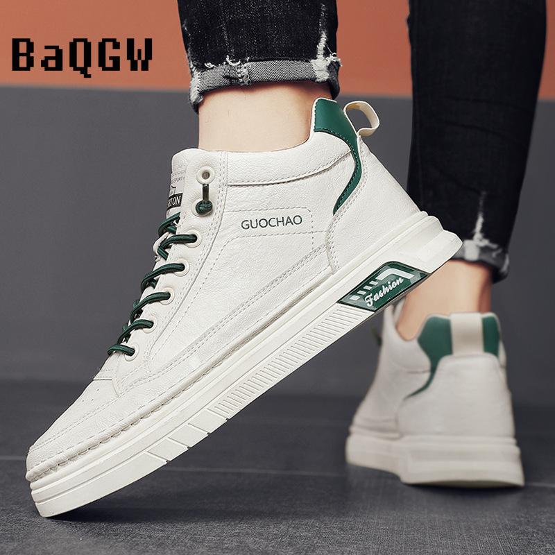Autumn Fashion High Top Leather Casual Shoes Retro Outdoor Sport Walking Comfortable Warm Non-slip Luxury Sneakers Skate Shoes
