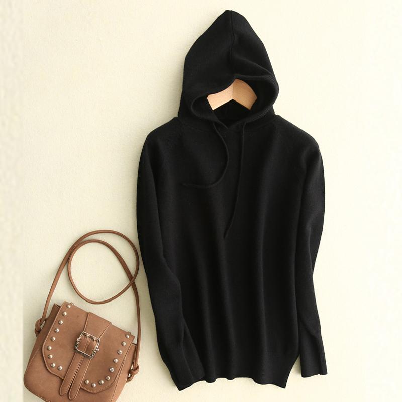 Women's Hooded Sweatshirt Slim Fashion Long Sleeve Top Solid Color Pullover