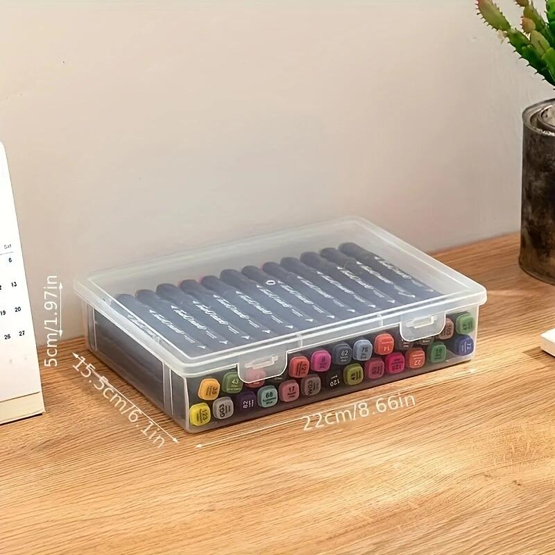 Transparent Pen Holder Box, Desktop Marker Pen Storage Box, Extra-large Crayon Stand, Plastic Storage Art Supplies