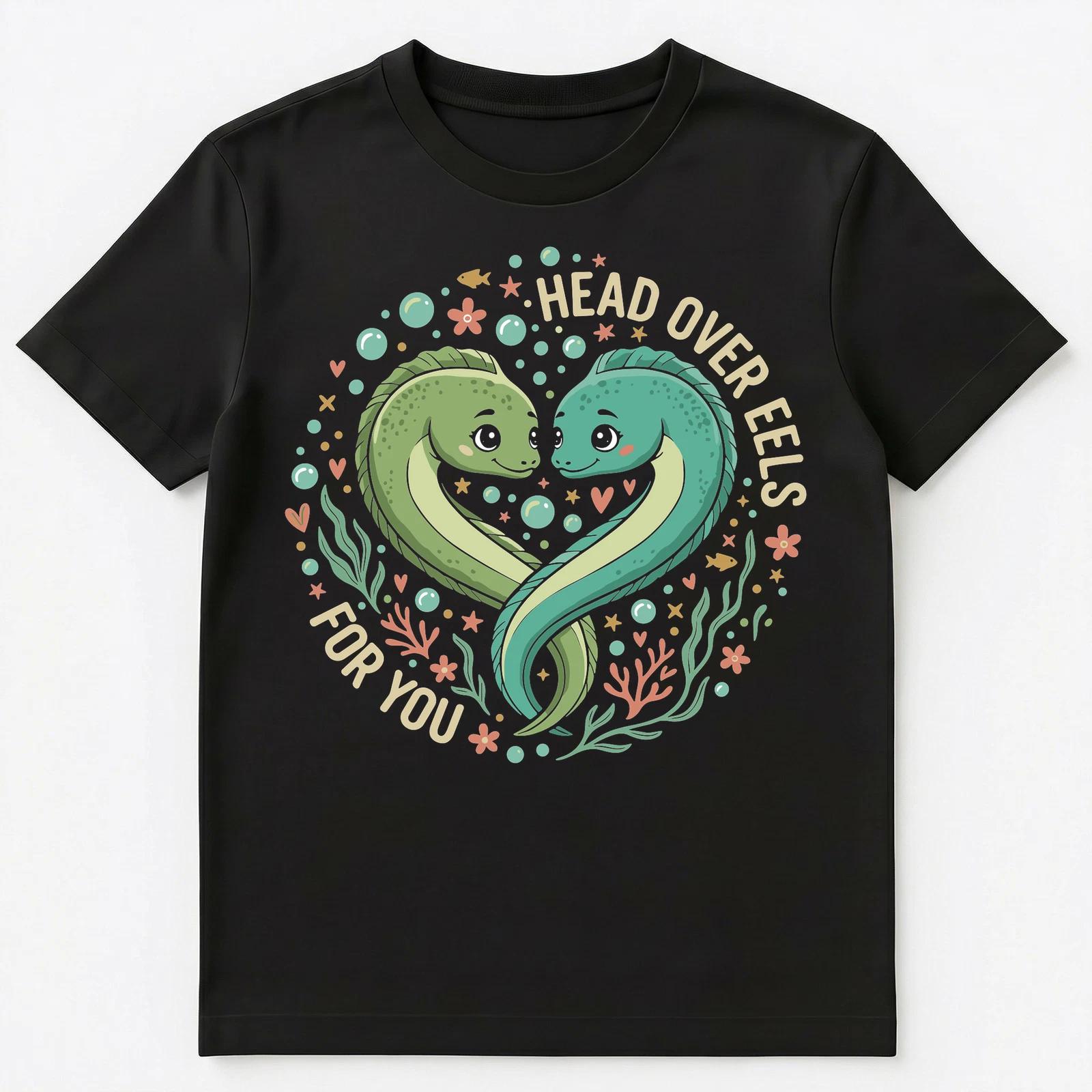 

Head Over Eels Romantic Ocean Illustration Unisex T-Shirt XL