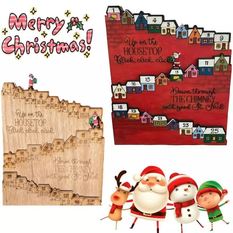 Christmas Countdown Calendar Ornaments Santa Castle Desktop Decoration Crafts