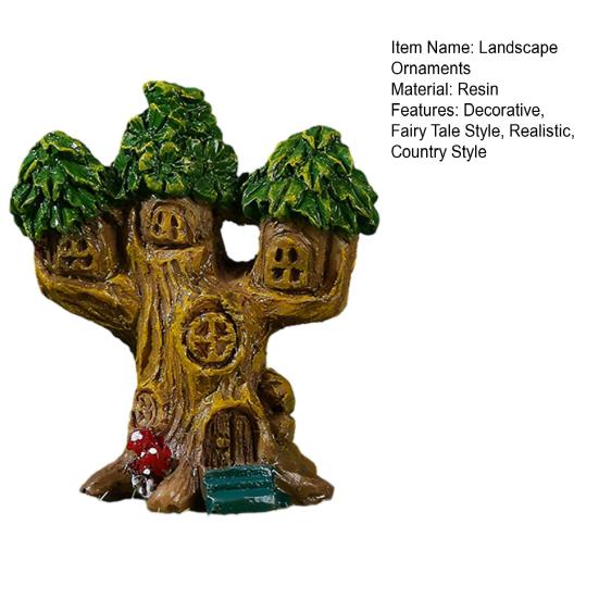 Micro Landscape Ornaments Resin Fairy Garden Accessories Small Wooden Tree Houses for Plants Fish Tank Decor DIY Scenes Cake