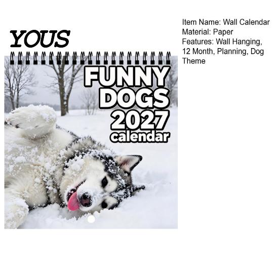 Monthly Planner for Dog Lovers Funny Dogs 2027 Wall Calendar, Jan to Dec 12 Month Functional Desk Decor Hanging with Thick Paper Home Office
