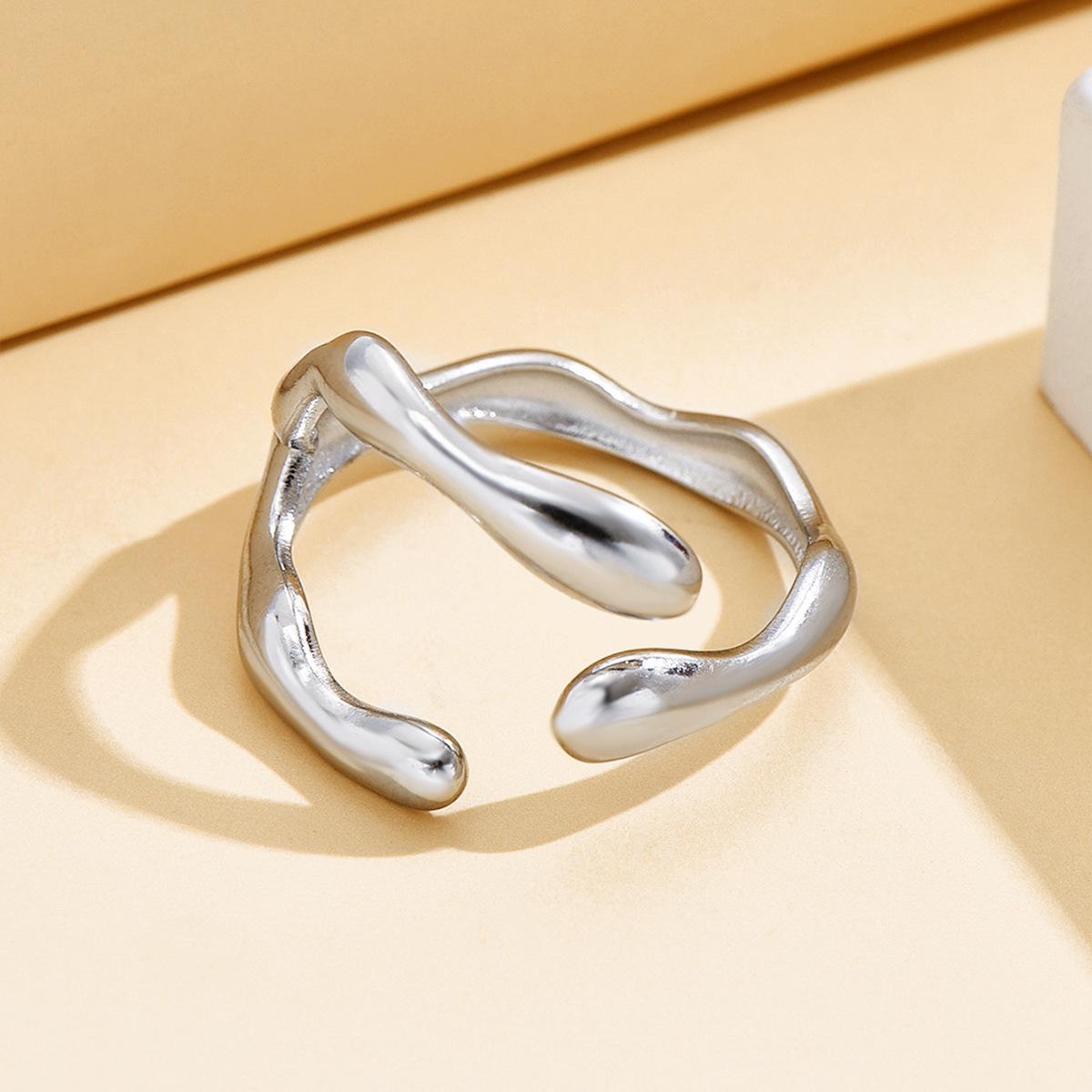 Women s European Retro Baroque Geometric Stainless Steel Open Ring