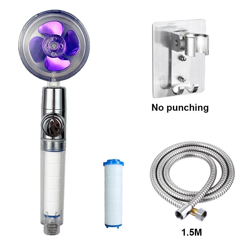 VILOYI Shower Head Water Saving High Pressure Handheld Turbo Propeller Showerhead Adjustable Water Flow Bathroom Filter Nozzle