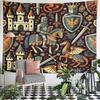 Medieval Knight and Dragon Tapestry Design Pattern Wall Hanging Tapestry Decorative Tapestry Home Decor for Bedroom and Living Room