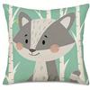 Cute Forest Animals Pattern Double-Sided Printed Pillow Cover Short Plush Suitable Living Room Bedrooms Sofa Throw Cushion Cover